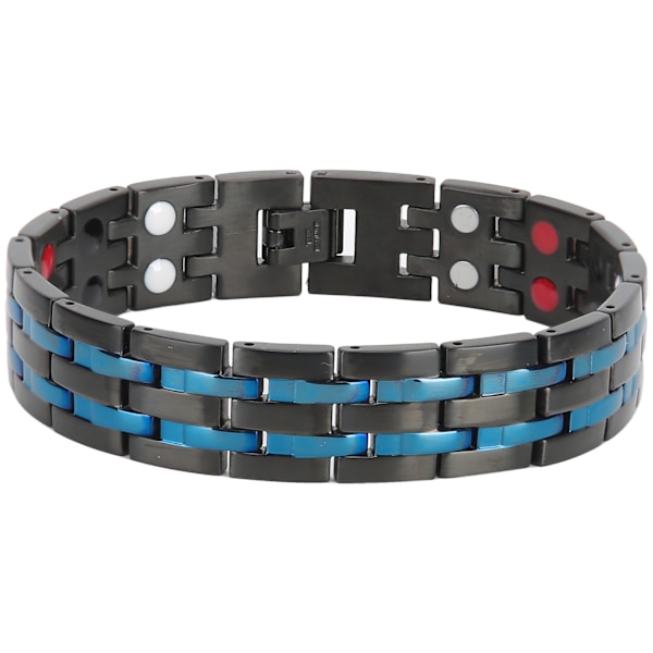 Dubbla radmagneter män armband rostfritt stål smärtlindring hane magnetiskt brett armband svart blå