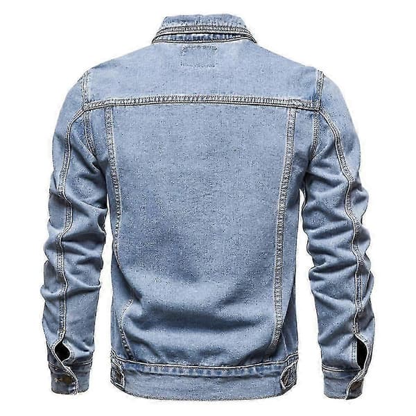 Klassisk herrjeansjacka med knappar och slag Blue L