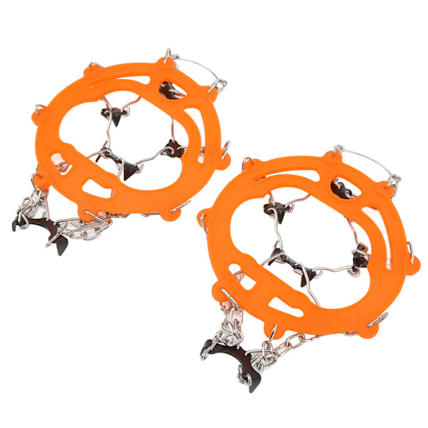 2 stk Isgreb Antislip Sko Spikes Beskyttelse Snegreb med 8 pigge til Vandring Gåture Bjergbestigning Orange