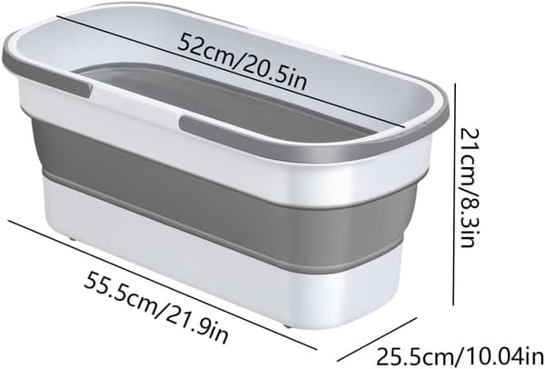 Multifunktionel foldbar moppe- og opbevaringsspand (56x26x21cm, grå) Gray flat mop cleaning bucket