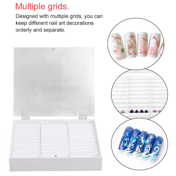 Nagelkonstdekorationsbehållare Tom spikspetsar Förvaringslåda Fake Nail Display Case (Vit)