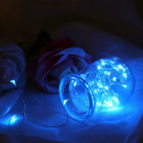 19,9 jalkaa LED Vedenkestävä matalajännitteinen USB Kuparilangan Jouluvalot Nauha kaukosäätimellä Sininen 6m/19,9ft
