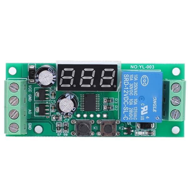 DC Spänningsdetekteringsmodul Digital Display Hög Noggrannhet Relä Elektronisk Komponent DC12V
