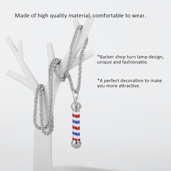 Barber Shop Turn Light Lamp Pendel Halsband Speciellt unikt tillbehör Silver