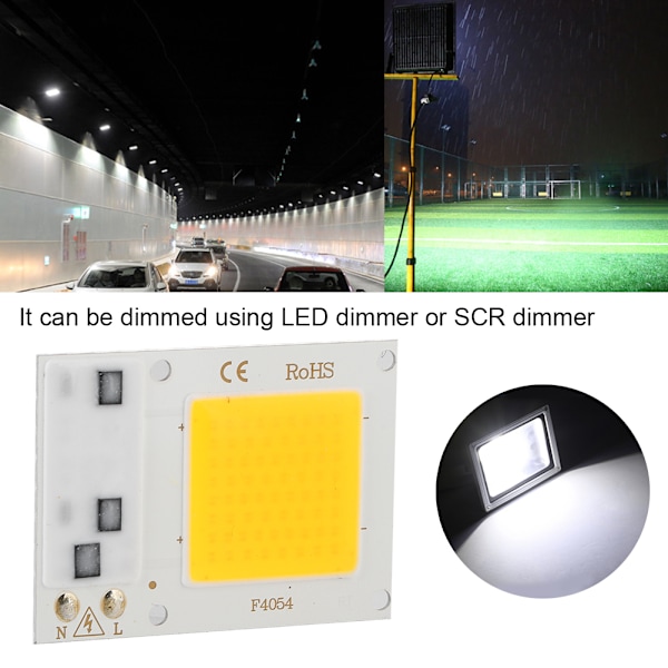 50W 220V Varmt Hvid Høj Effekt LED Chip Højspænding COB Lyskilde Lystilbehør