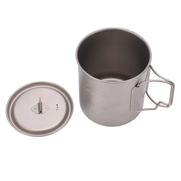 750 ml utomhus vattenmuggar i titan med hopfällbara handtag Bärbar camping i titan vattenkopp