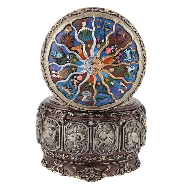 Vintage Music Box with 12 Constellations, Rotating Goddess Blinking LED Light (Aquarius)