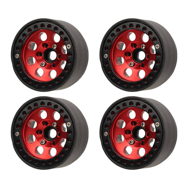 4 stk RC hjulfelg 1,9 tommer aluminiumslegering stabil RC bil hjulnav for Axial SCX10 II III Rød