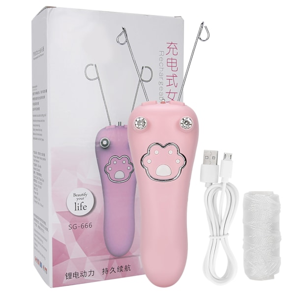 Elektrisk Bomulds Tråd Epilator Kropshårfjerner Tråd Enhed Fysisk Fjernelsesværktøj Rosa