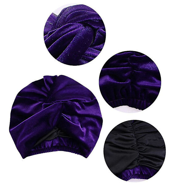Blå turban i siden och satin för nattsömn