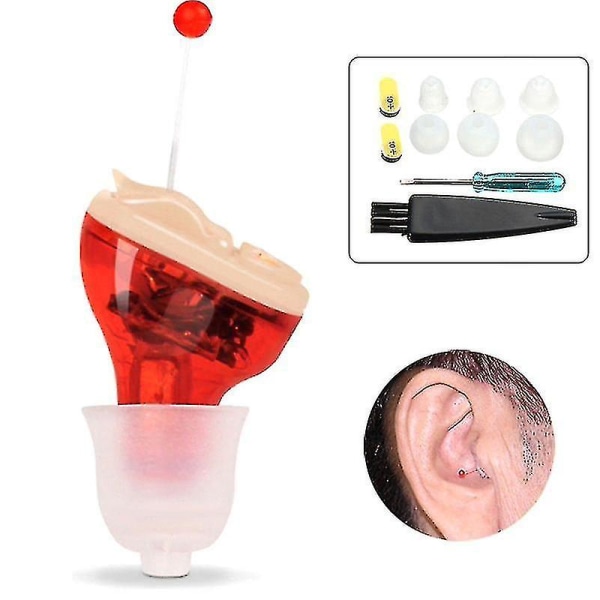 Mini Invisible Høreapparat In-ear Sound Voice Amplifier Enhancer Red Aespa