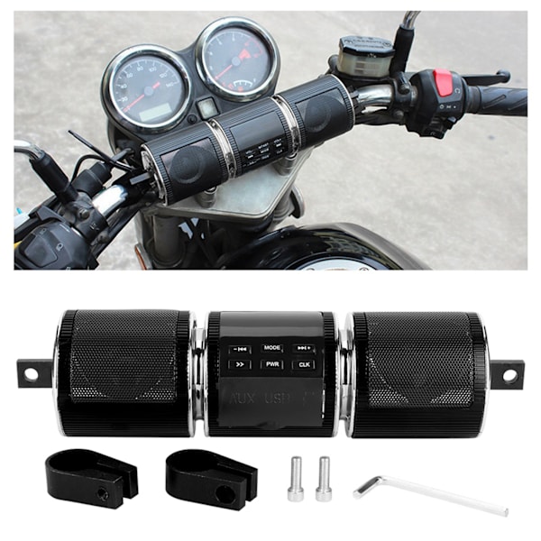 Universal Motorcykel Vattentäta Stereo Högtalare Bluetooth 3.0+EDR Tf USB Musikspelare (Svart)
