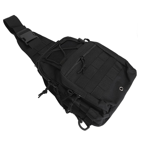 Sling Bag Flerlags Oppbevaring Brystveske Canvas Sling Ryggsekk for Sykling Vandring Camping Reise Svart