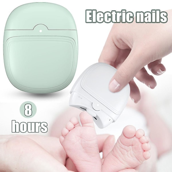 Elektrisk automatisk nagelklippare med ljus, nagelklippare och slipmaskin 2 i 1, uppladdningsbar säkerhetsnageltrimmer för vuxna barn green