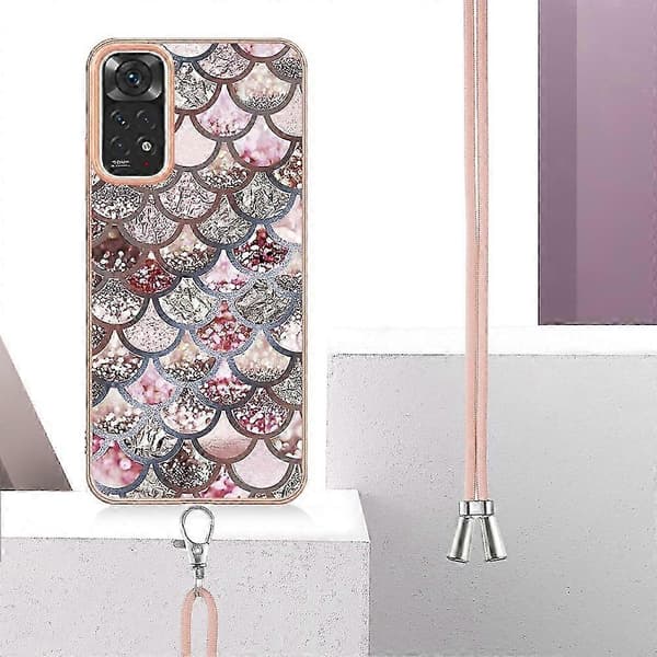 Redmi Note 11S / Note 11 Global Galvanisert IMD TPU Mobilskall med Snor - Støtsikker Beskyttelse