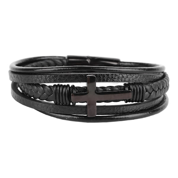 Kryds Armbånd Mode Rustfrit Stål Udsøgt Håndværk Armbånd Hånd Smykker Sort 8.46in