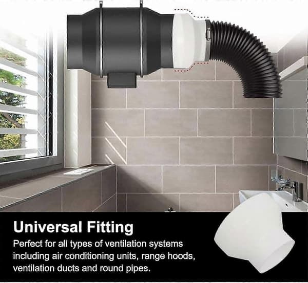 150 mm til 100 mm AC-ventilationsslangereduktionsadapter med 2 klemmer i rustfrit stål