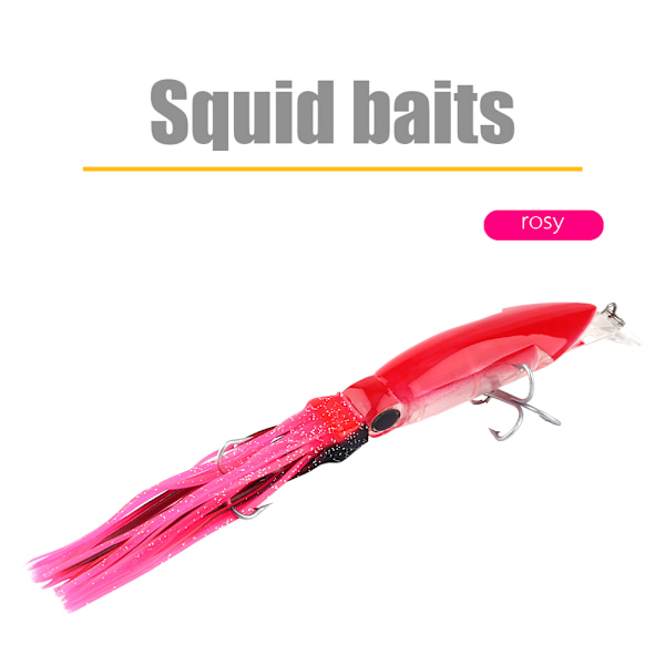 24cm/40g Kalastusväline Mustekala-syötti Kalastussyötti Crankbait Tackle Jig Koukku Ruusu Punainen