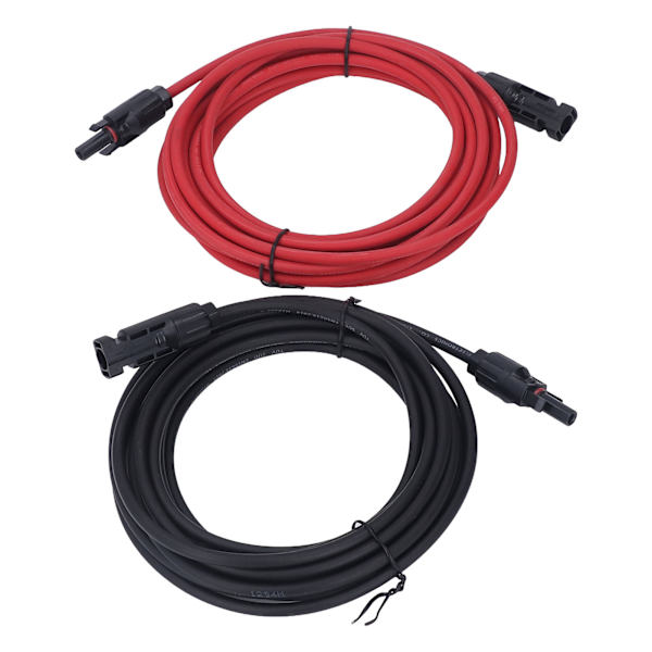 2-johdin 12AWG 4mm² Aurinkopaneelien jatkokaapeli Musta Punainen Aurinkoadapteri Jatkokaapeli naaraskoskettimella 1000VDC 5m / 16.4ft