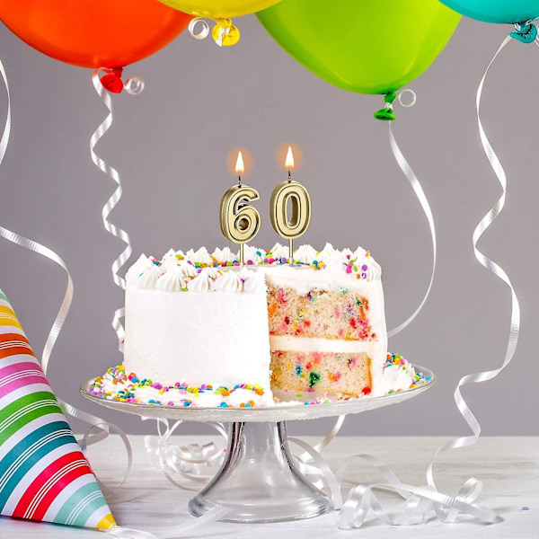 Gull 60-årsdag Kake Lys - Lykkelige Kake Lys for Bursdag og Bryllup Feiring Forbruksvarer