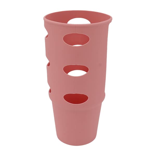 Cup Protector Sleeve Non-slip All Wrapped Removable Silicone Water Cup Boot for 30 oz Cups Pink