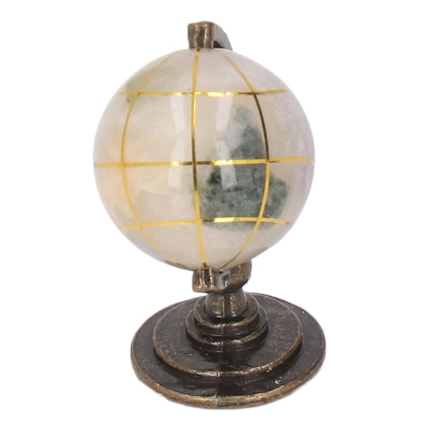 Simulering Mini Globe Säker Smaklös Vibrerande Färger Pedagogisk Dockhus Miniatyr Globe för 1:12 Dockhus White Ball Koppar Base