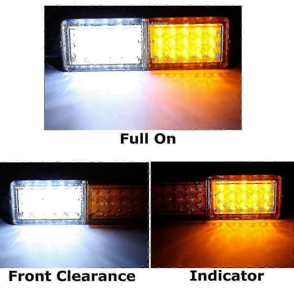 2X Universal 30 LED frontblinklys, bullbar, sidemarkeringslys, 10-30V parkeringslys Amber  White