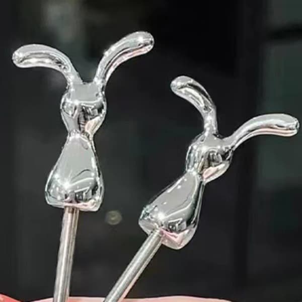 Rabbit Shaped Stainless Steel Fruit Fork Set Fruit Stick Small Dessert Cake Fork for Party