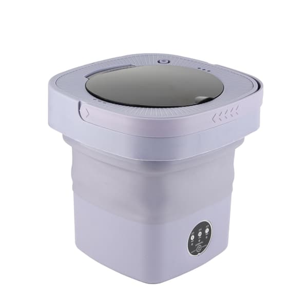 Folding Washing Machine Fully Automatic Small Underwear Folding Washer for Dorm EU Plug 100‑240V Purple