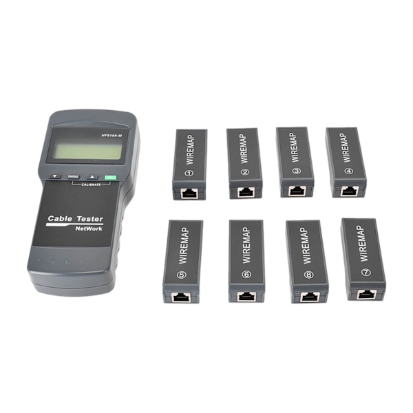 F‑8108‑M LCD Display Netværkskabellængdetester Kabeltrådsfejlfinder med 8 fjernenheder