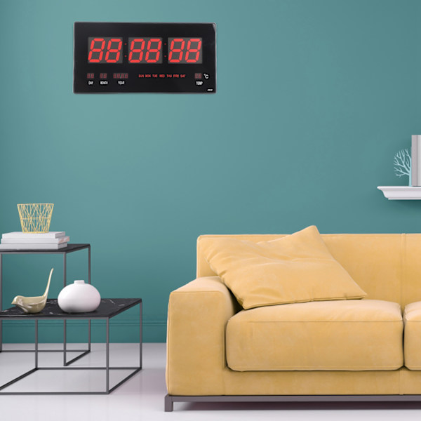 Digital vægur LED Elektrisk kalender Vægur med Noctilucence Hjem soveværelse Kontor EU-stik 110‑220V