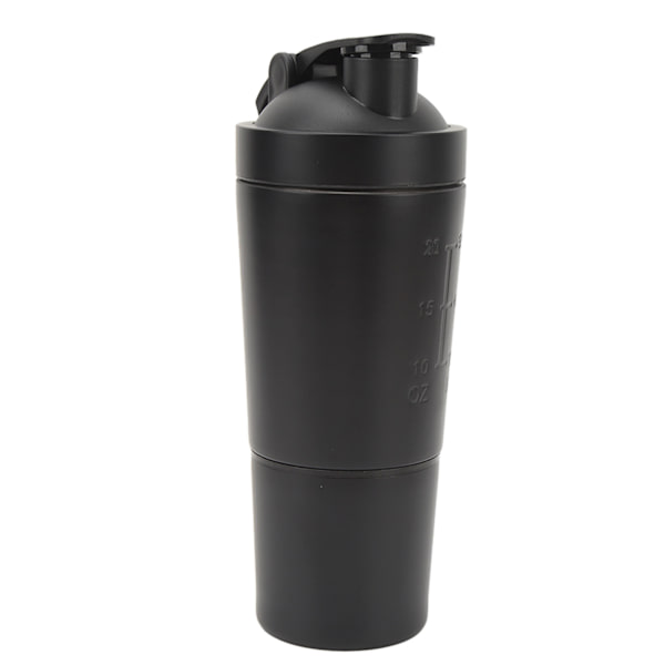Shakerflaske Proteinshakervåg i rustfritt stål Bærbar shakerkopp med visp for proteinblanding Pre Workout Svart 600 ml
