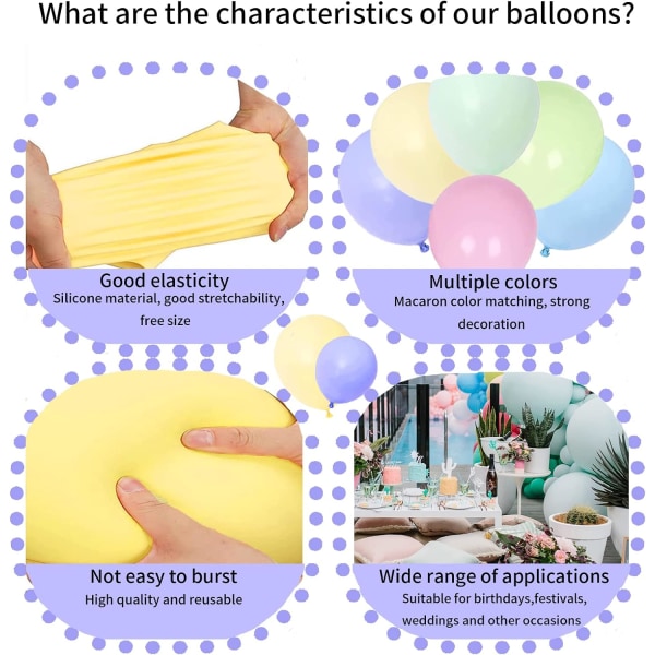 100 Pack Macaron Balloon Syntymäpäivä Pastellikoristeet Pastellihäät (18 tuumaa)