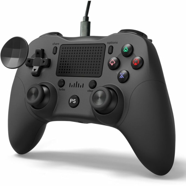 Dobbel joystick gamepad PS4 gamepad med touchpad Kompatibel med PS4/Pro/Slim, svart kabel