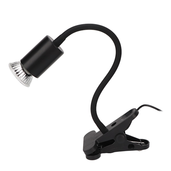 Reptilklemme Varmelampe Professionel Justerbar UVA UVB Reptil Lys med Lang Lampehælder UK-stik 220V Sort