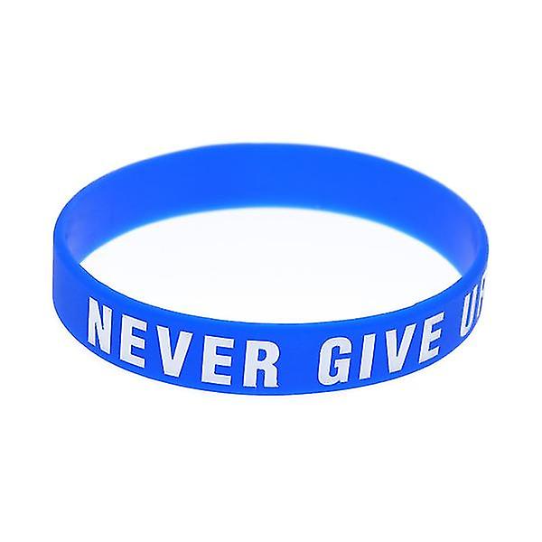 "Ge aldrig upp" motiverande silikonarmband Gummiband Sportarmband Blue