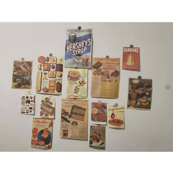 Retro affisch mat bröd bakgrundsvägg fotografi rekvisita dekorationskarta, modell: 14 bitar gourmetbröd