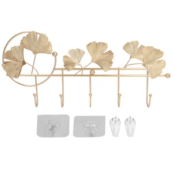 Wall Coat Rack Ginkgo Leaf Design Simple Elegant Style Wide Application Wall Mounted Coat Hanger for Clothes Hat Keys