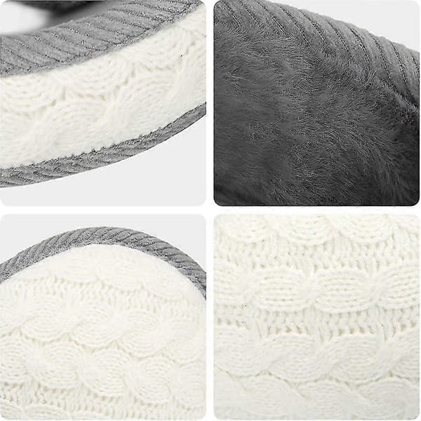 Varma stickade öronvärmare Vikbara Öronmuffar Vinteröronmuffar Unisex White