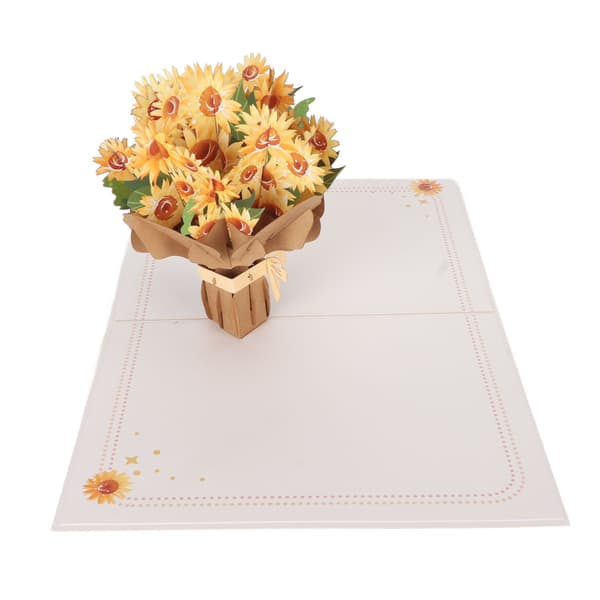 3D Solros Grattiskort Vikbart Upprepade Gånger Utsökt Blomster Grattiskort för Alla Hjärtans Dag