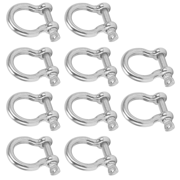 10 stk Bøjle Shackle D Ankerlast Rustfrit Stål UShape til Camping Vandreture Klatring M5