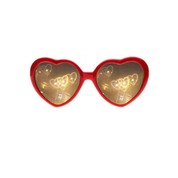 Hjärteffekt Diffraktionsglasögon - Hjärtglasögon Creative Special Effects Glasögon RED