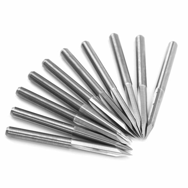 10 kpl 3,175 mm volframikarbiditerä, puun kaiverrus ja kaiverrus 30° X 0,1 mm