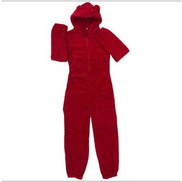 Trendig dam vinter långärmad fleece jumpsuit nattkläder svart