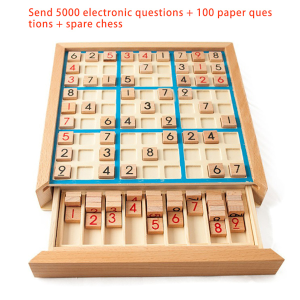 Sudoku-lautapeli puusta laatikossa Math Brain Teaser Työpöytälelut Sudoku-pulmakirjan kanssa