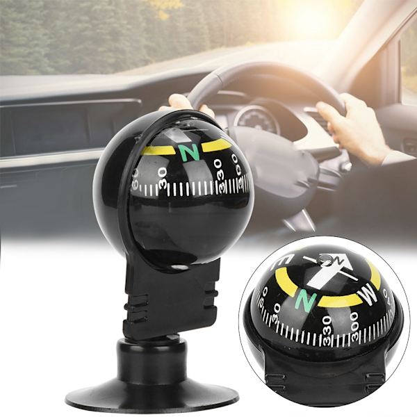 2 st LC282 ABS Bärbar Bilkompass Guide Ball med Sugkopp Utomhus Navigationsverktyg