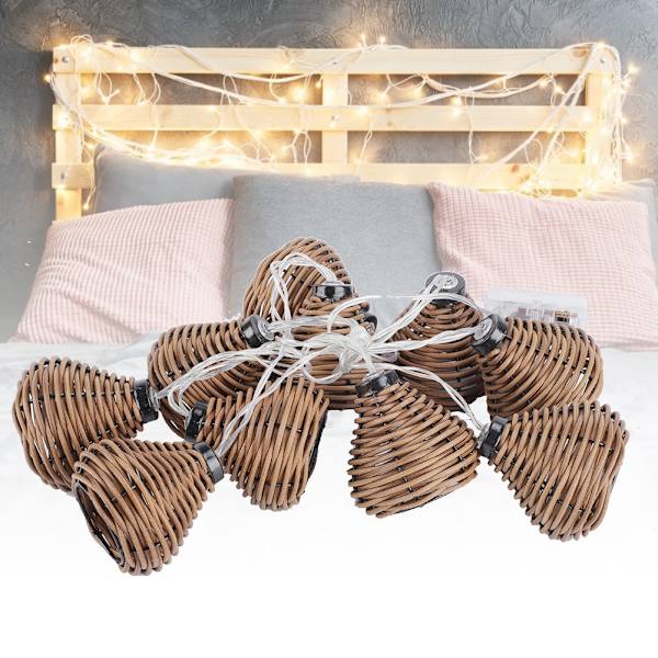 10 stk Rottinglamper Lysstreng LED Rottingkugler Fairy Lights Bryllup Hjemindretning