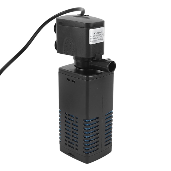 Akvarium nedsenkbar pumpe multifunksjonell effektiv 3 i 1 oksygenering fiskekar filterpumpe EU-kontakt 220‑240V