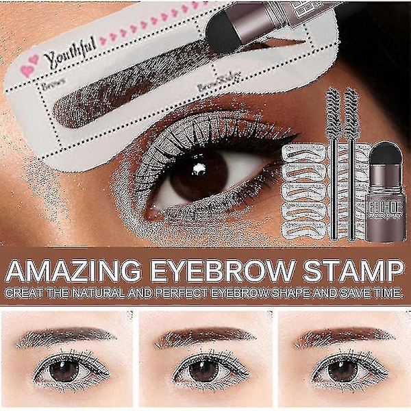 Bärbar svart återanvändbar ögonbrynsstämpel formning kit - Makeup Brow Powder Stencil