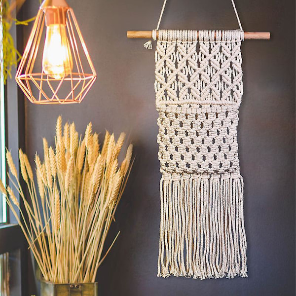 Retro Bohemian -tyylinen käsin kudottu tupsukudonta seinäkoristeeksi kotiin, olohuoneeseen ja makuuhuoneeseen
